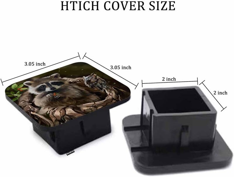 Beabes Raccoon 2" Hitch Cover Forest Animal Berries Owl Raccoon Hitch Tube Covers Keep Trailer Hitch Receiver Tube Clean and Protected for Sedans Tractors Trucks Cars - Image 2
